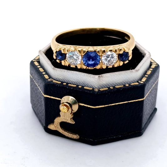 Blue Sapphire and Diamond Gold Ring
