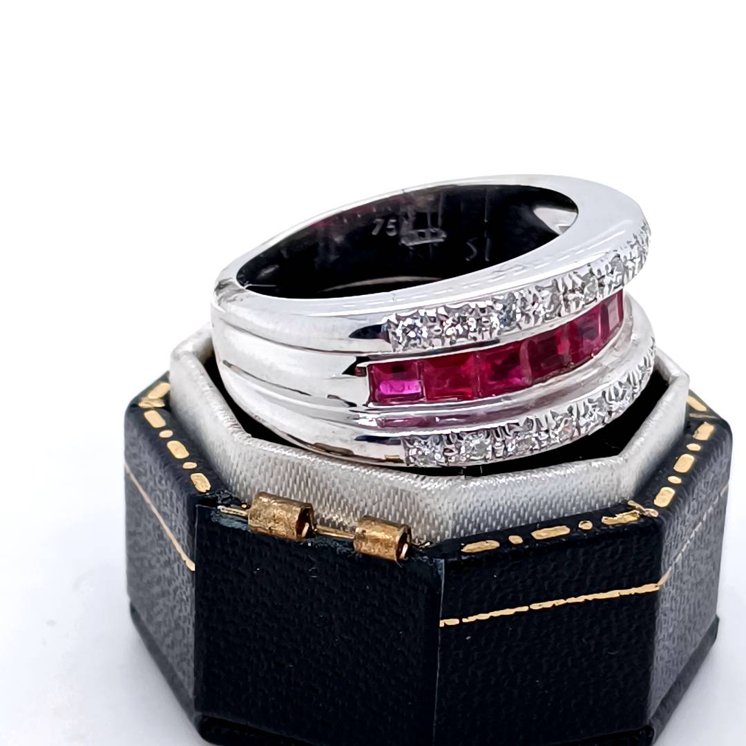 Rubies and Diamonds Wide Band Ring