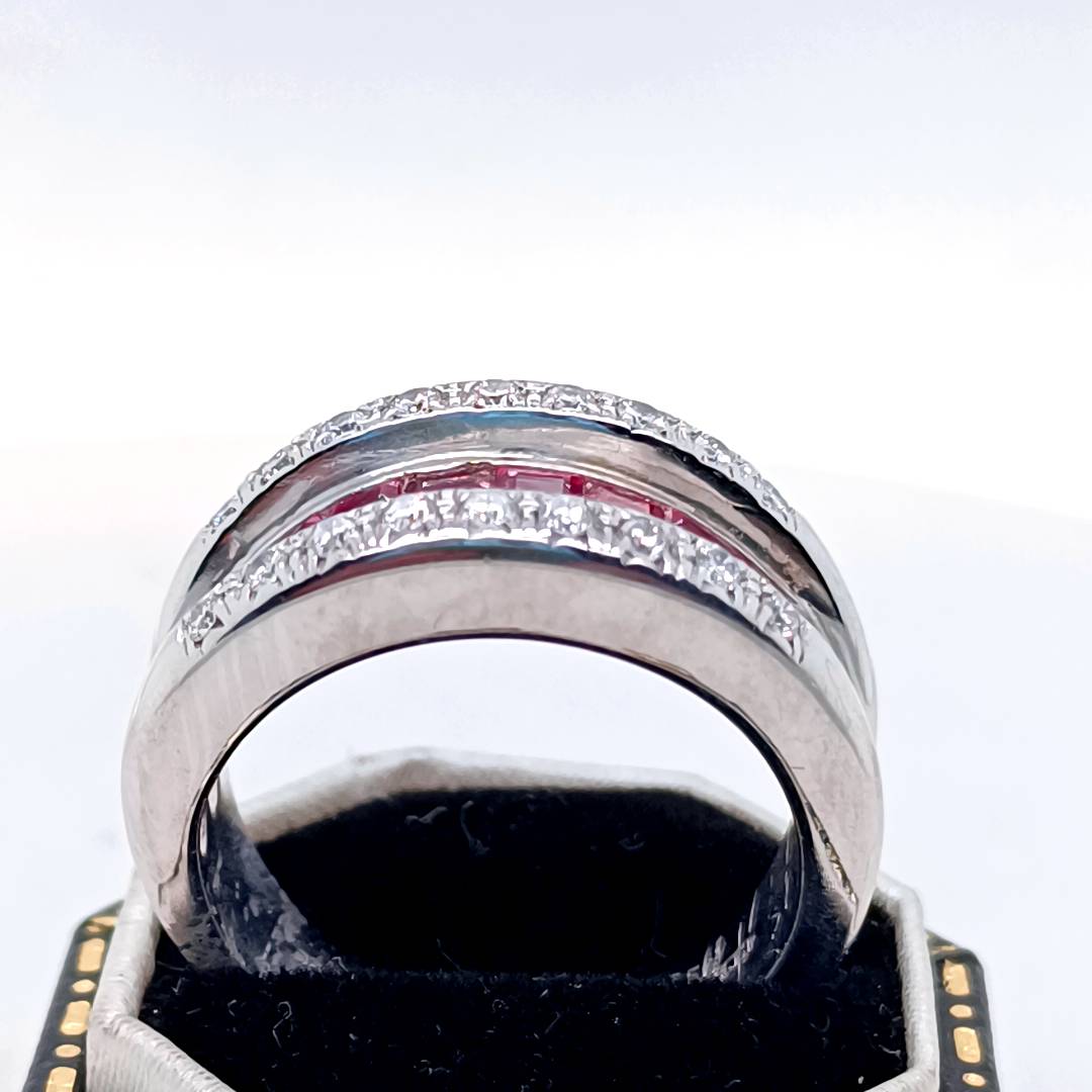 Rubies and Diamonds Wide Band Ring
