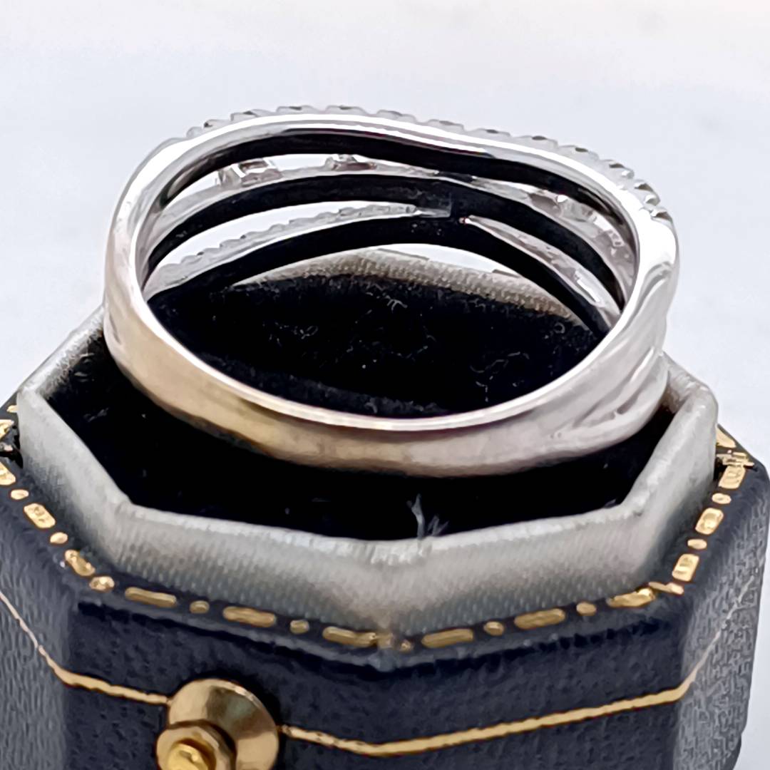 Diamond and White Gold Triple Band Ring