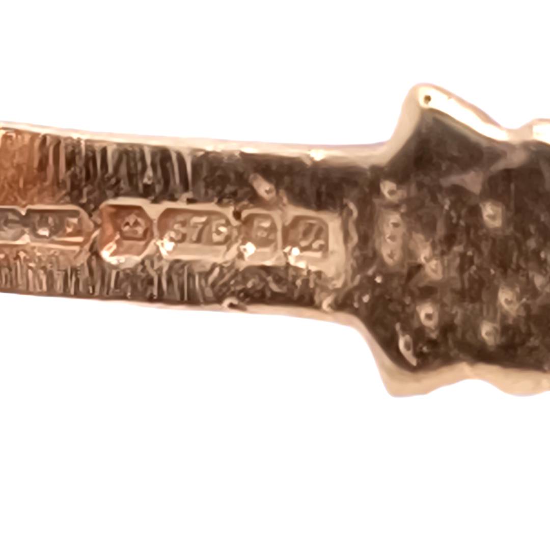 Vintage Claddagh Brooch with Blue Stone, 9k Gold