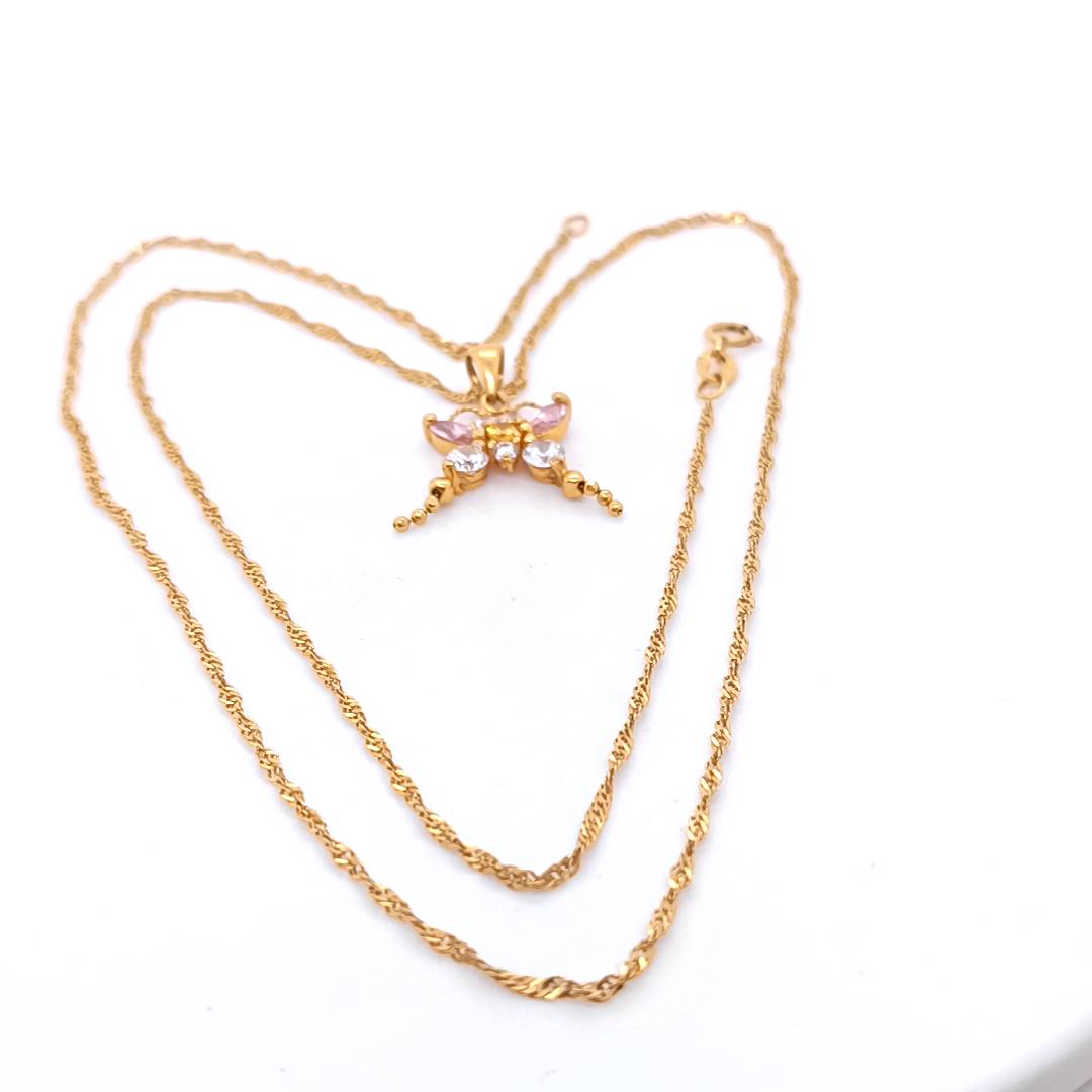 21/22k Gold Butterfly Necklace