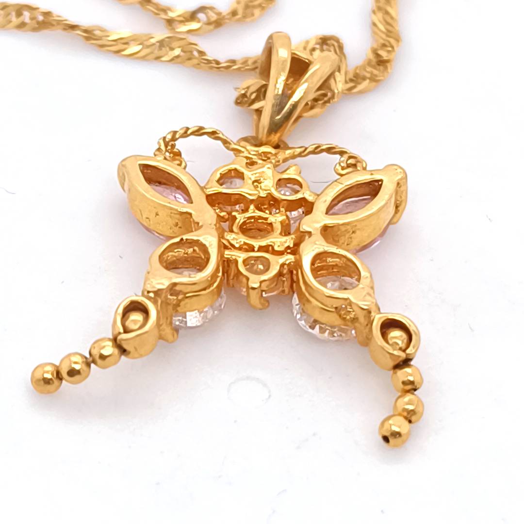 21/22k Gold Butterfly Necklace
