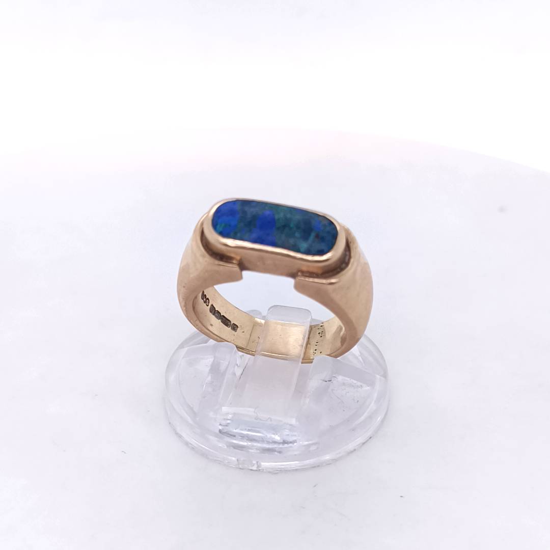 Azurite and Gold Vintage Ring