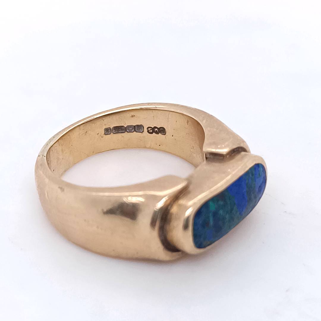 Azurite and Gold Vintage Ring