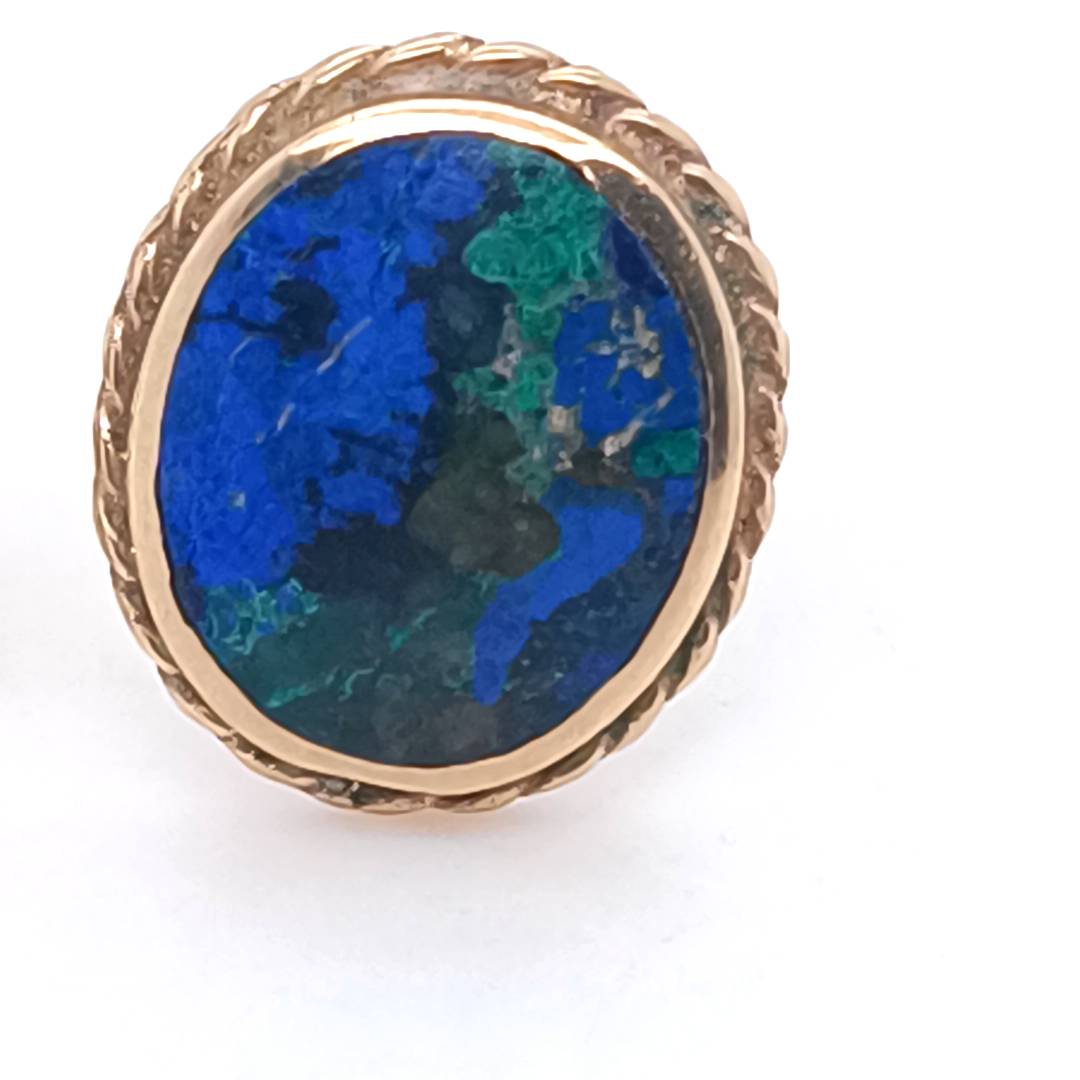 Azurite & Gold Vintage Stud Earrings