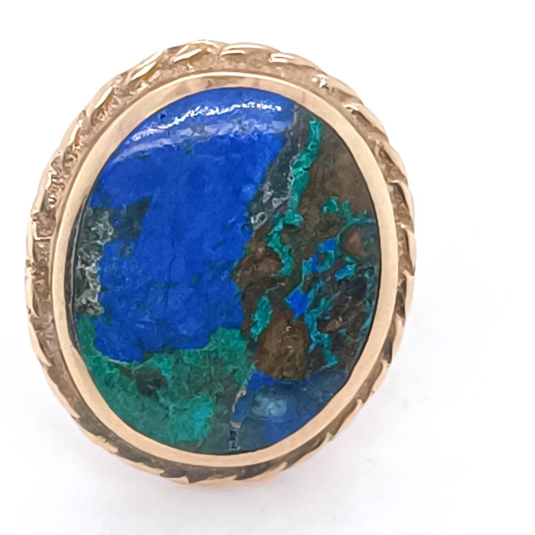 Azurite & Gold Vintage Stud Earrings