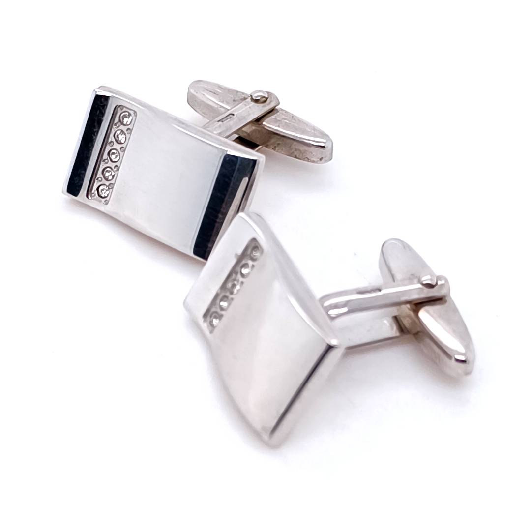 Vintage Sterling Silver Cufflinks with Cubic Zirconias