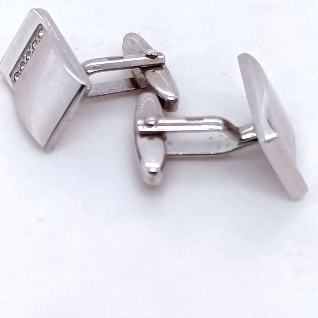 Vintage Sterling Silver Cufflinks with Cubic Zirconias