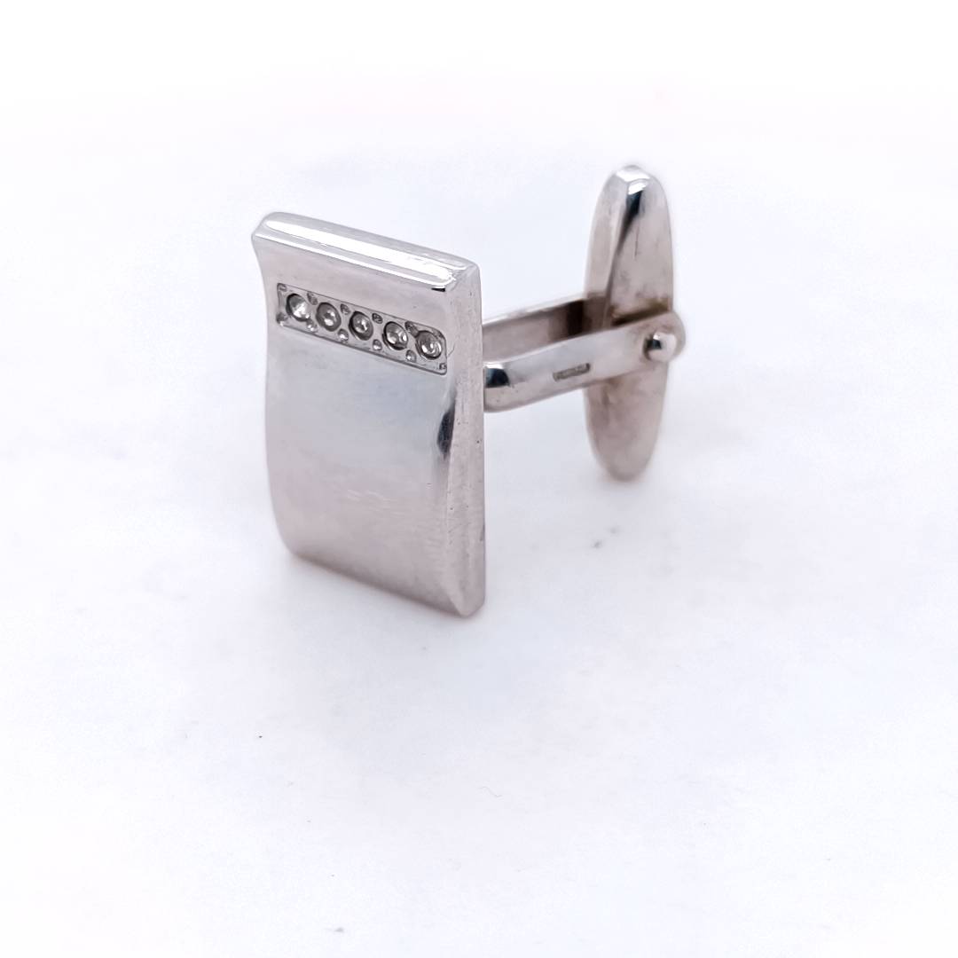 Vintage Sterling Silver Cufflinks with Cubic Zirconias