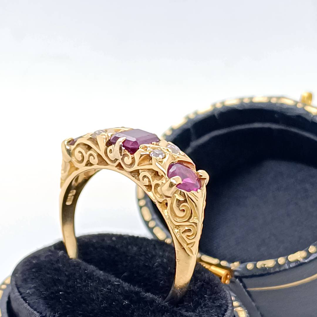 Edwardian Ruby & Diamond Ring, 18k Gold