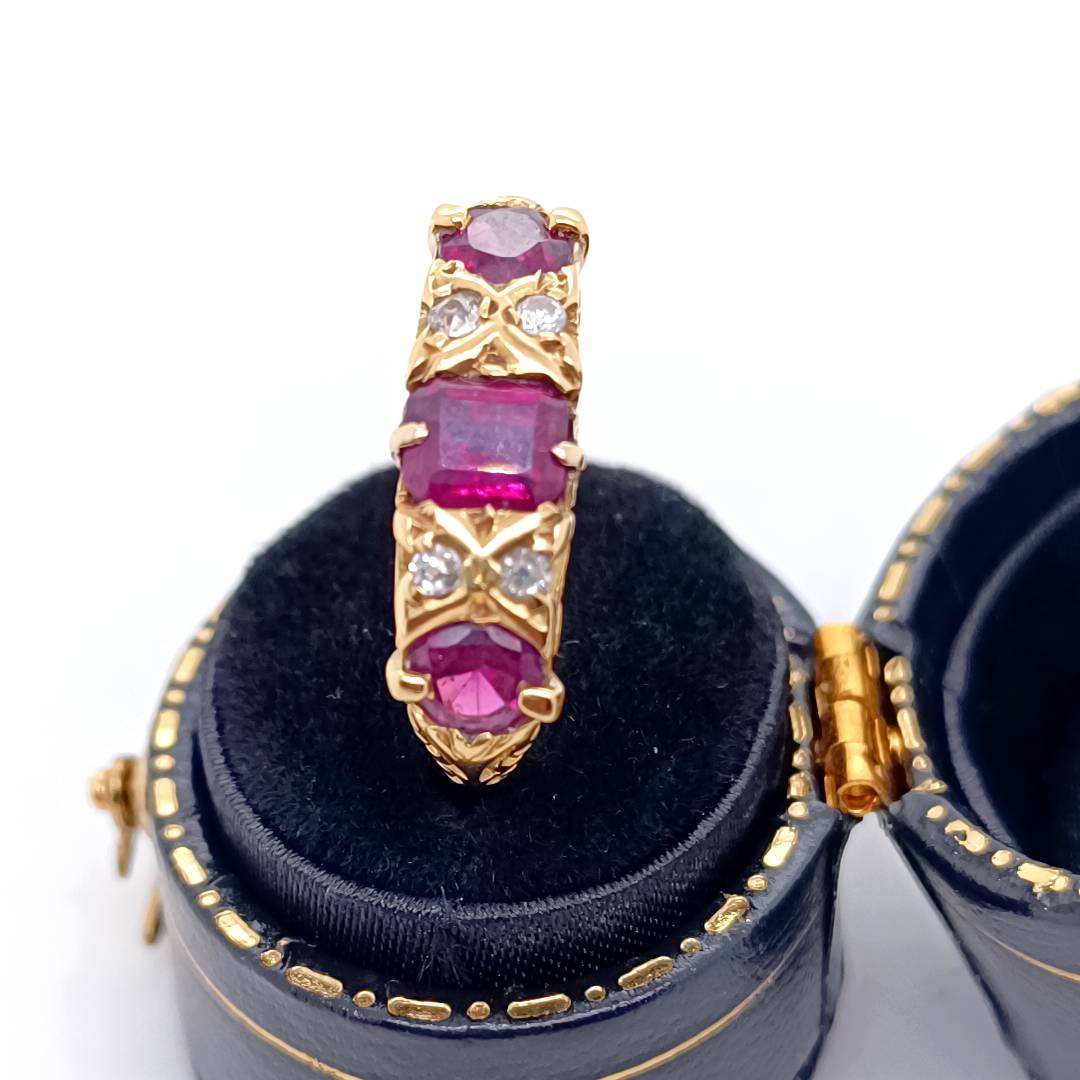 Edwardian Ruby & Diamond Ring, 18k Gold