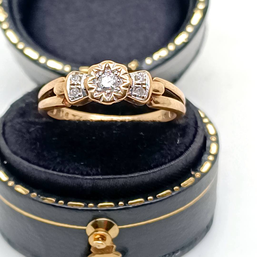 Vintage Diamond Ring, 9k Gold