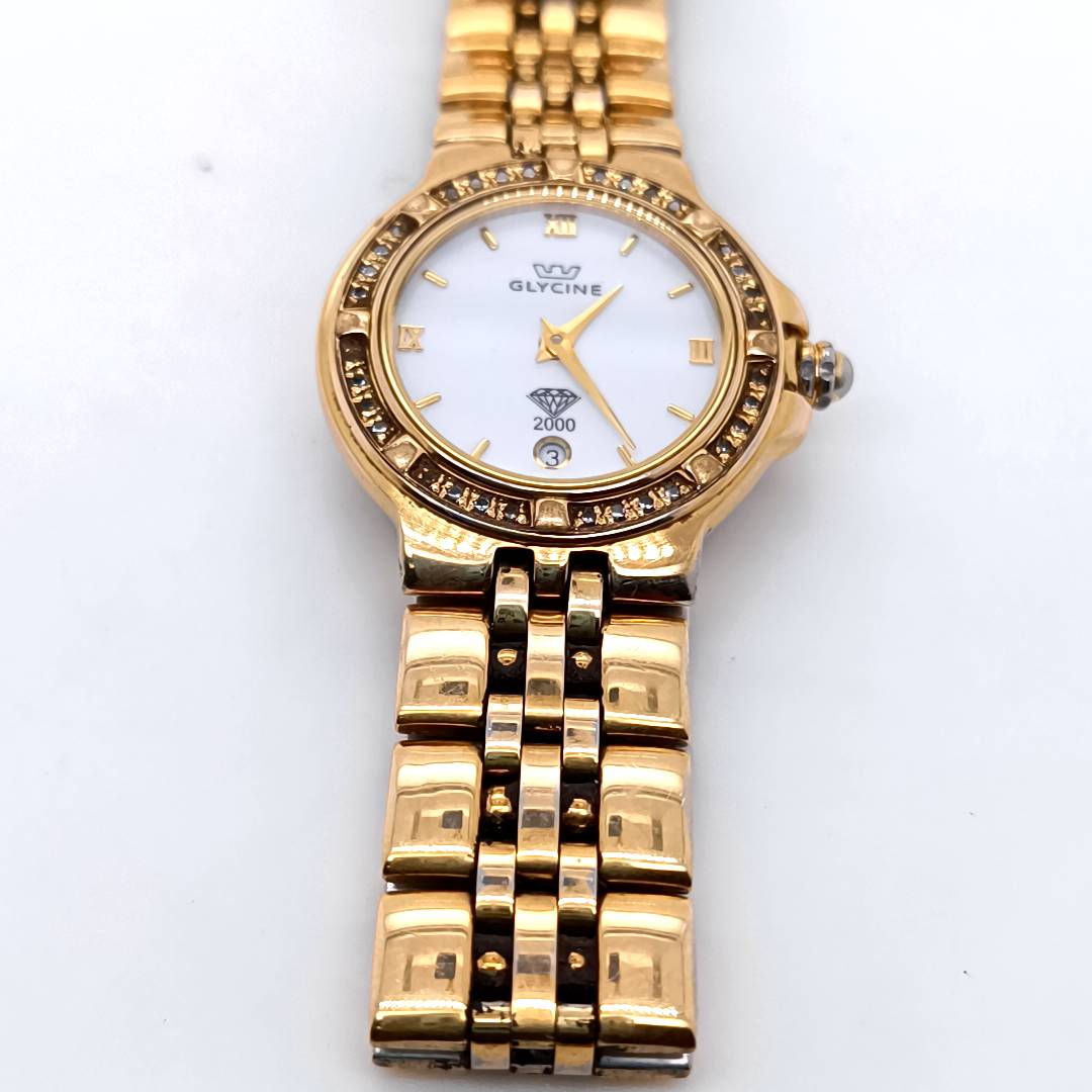Glycine 2000 Gold Plated, 32 Diamonds Watch