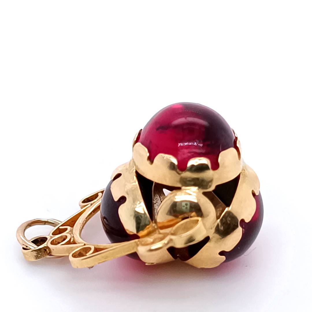 14 k Gold Fob with 3 Pink Stones