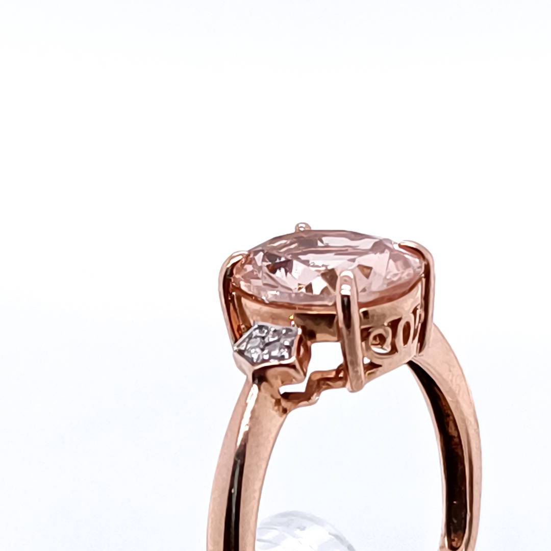 Pink Morganite & Diamond,14k Rose Gold Ring