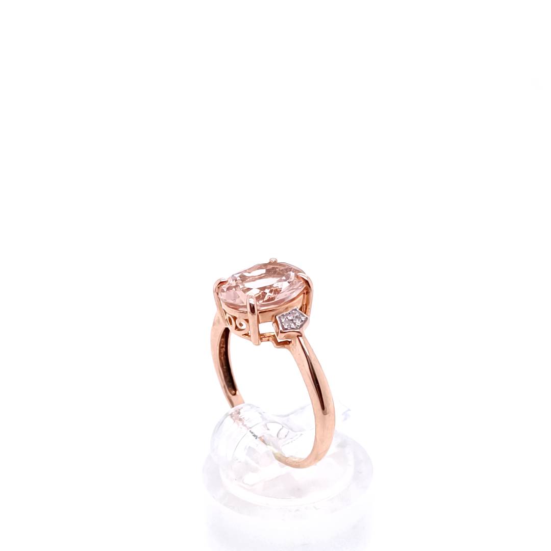 Pink Morganite & Diamond,14k Rose Gold Ring
