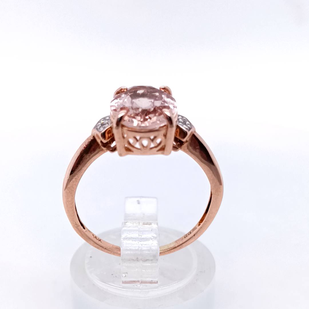 Pink Morganite & Diamond,14k Rose Gold Ring