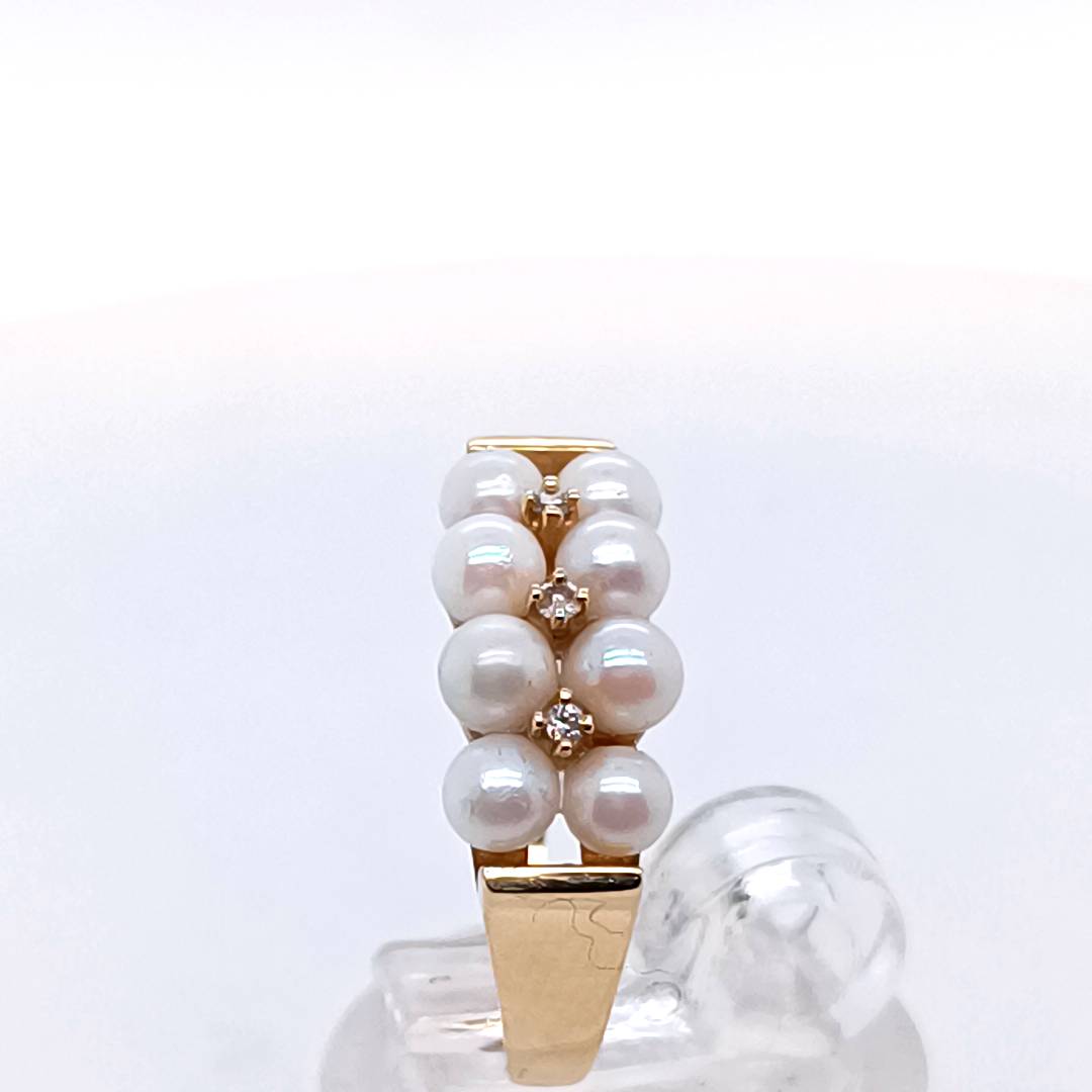Vintage Pearl & Diamond Ring, 14 k Gold