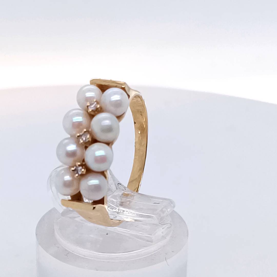 Vintage Pearl & Diamond Ring, 14 k Gold