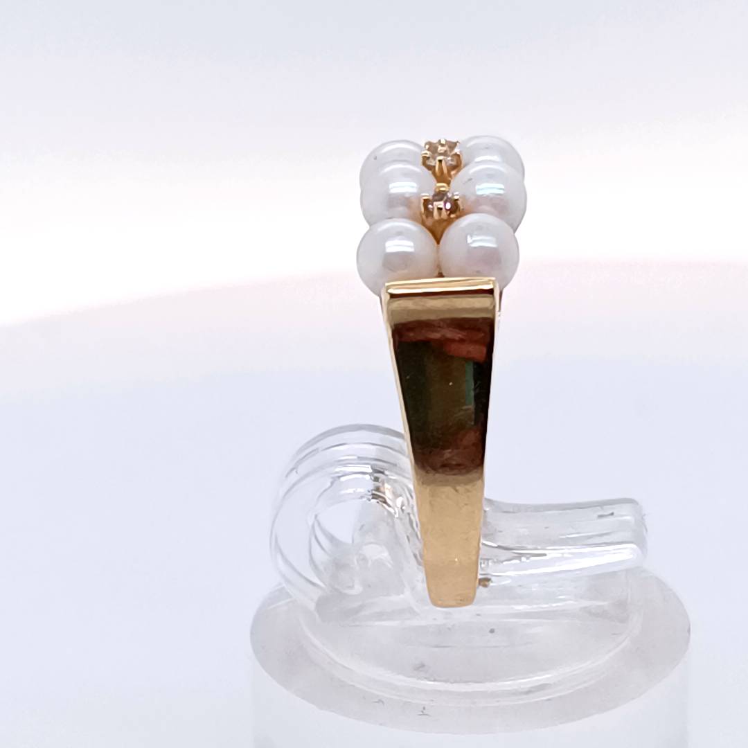 Vintage Pearl & Diamond Ring, 14 k Gold