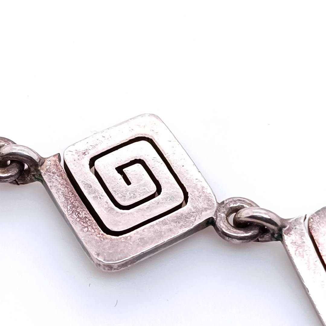 Spiral Square Links Necklace Sterling Silver