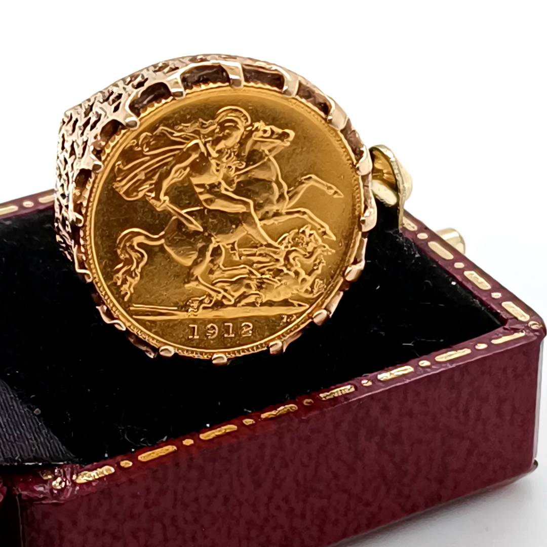 Half Gold Sovereign 1912 Ring