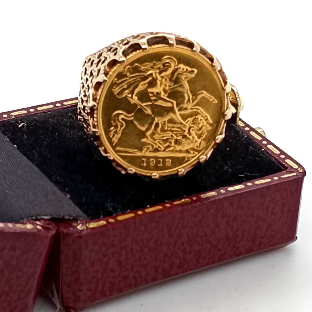 Half Gold Sovereign 1912 Ring