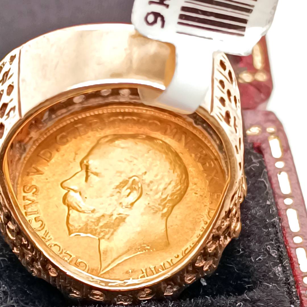 Half Gold Sovereign 1912 Ring