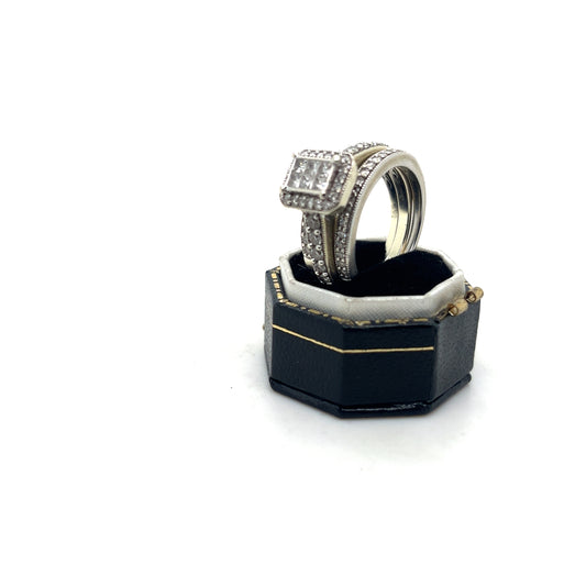Triple White Gold and Diamond Ring
