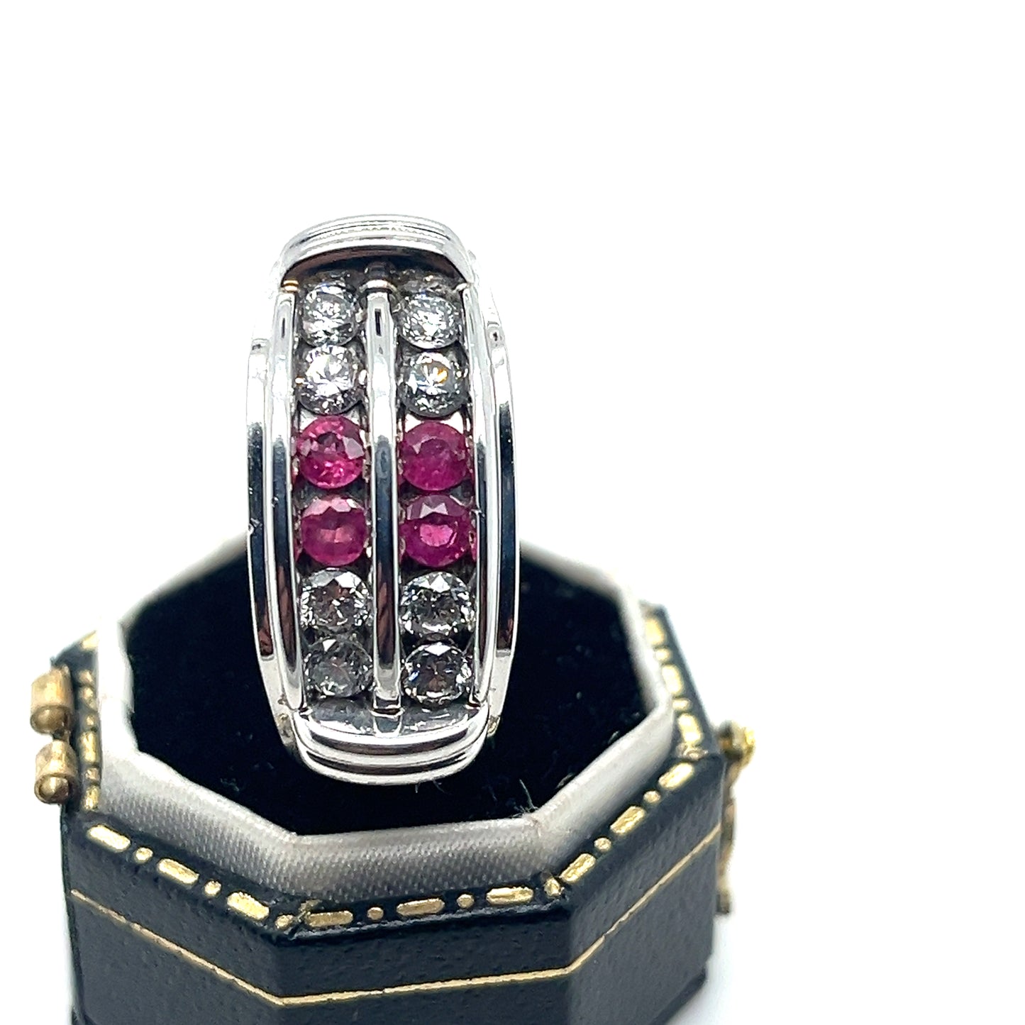 Ruby and Diamonds, 14k White Gold Ring