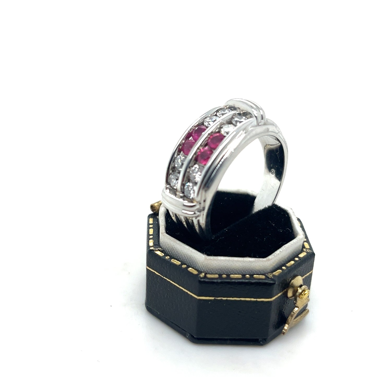 Ruby and Diamonds, 14k White Gold Ring