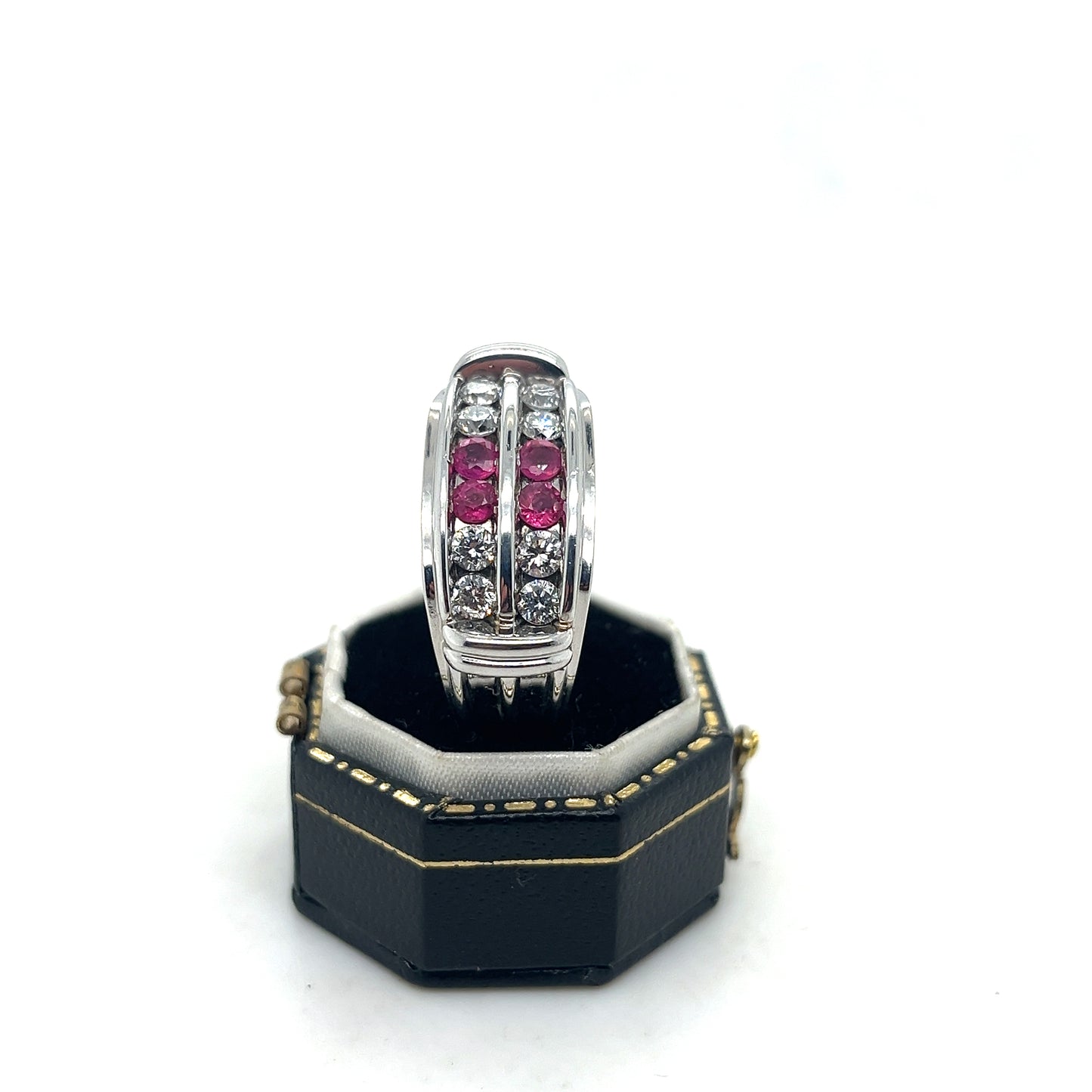 Ruby and Diamonds, 14k White Gold Ring