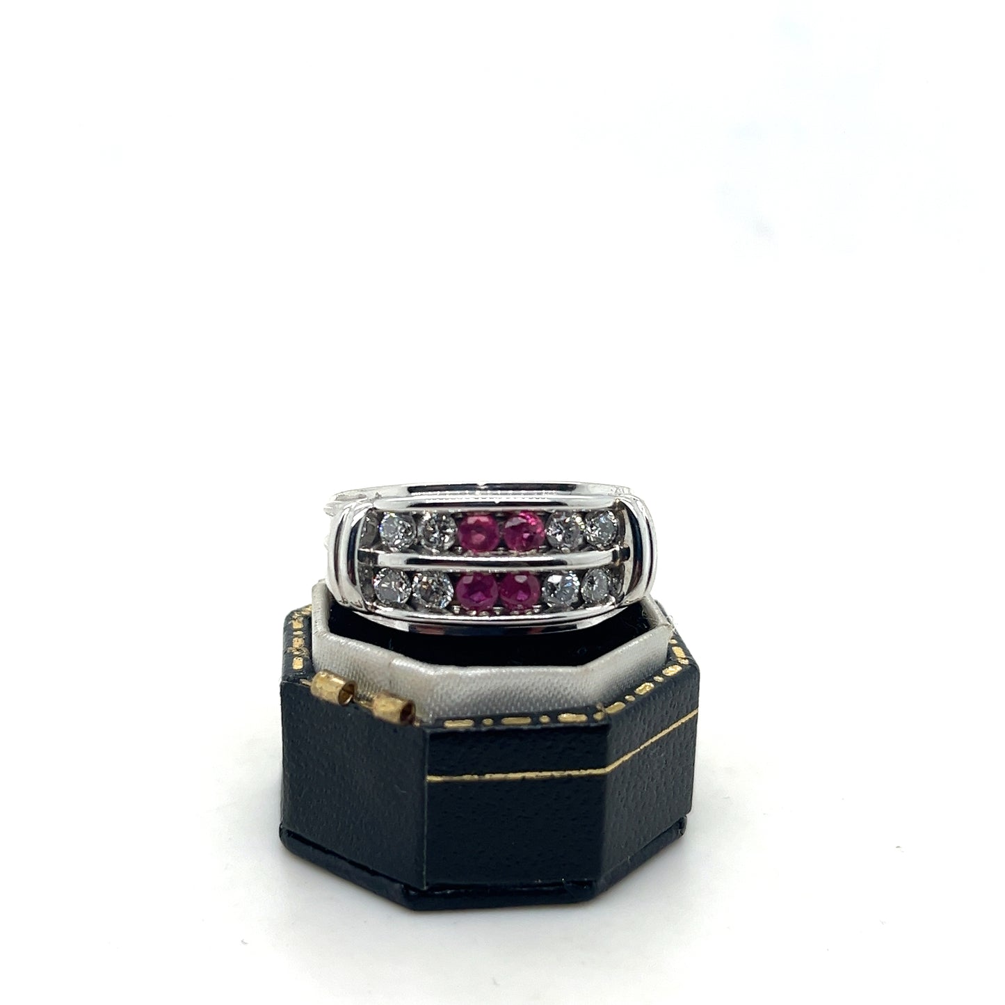 Ruby and Diamonds, 14k White Gold Ring