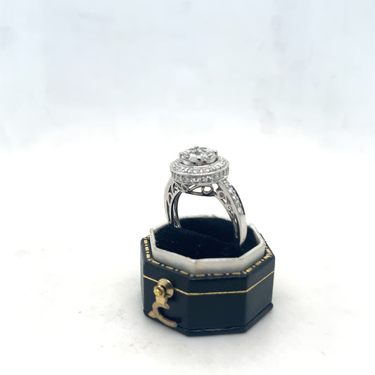Diamond Halo Ring. 18k White Gold