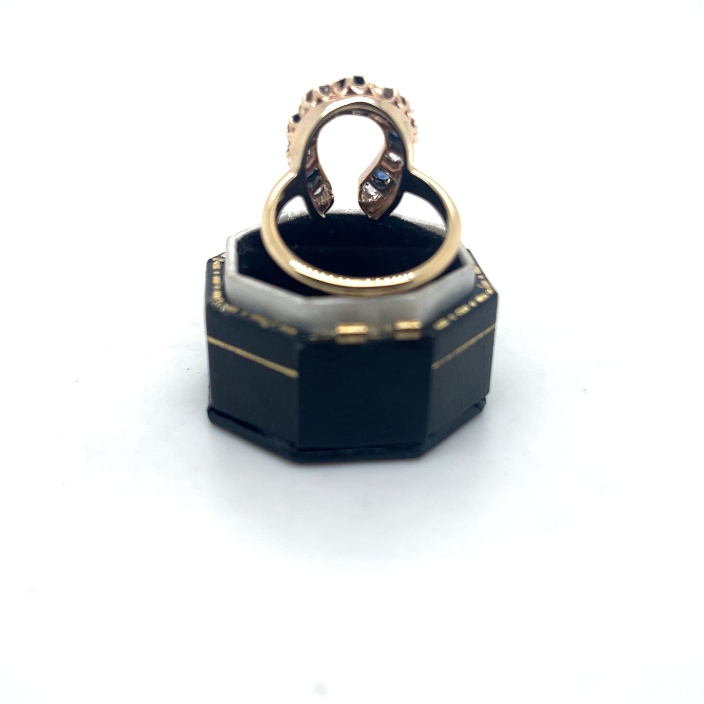 Sapphire and Diamond Horseshoe Ring, 18k Gold