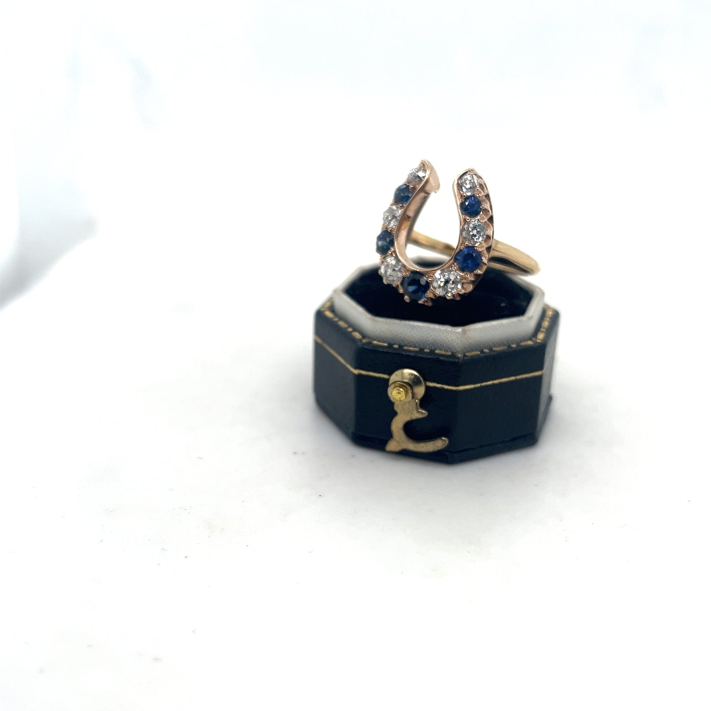 Sapphire and Diamond Horseshoe Ring, 18k Gold