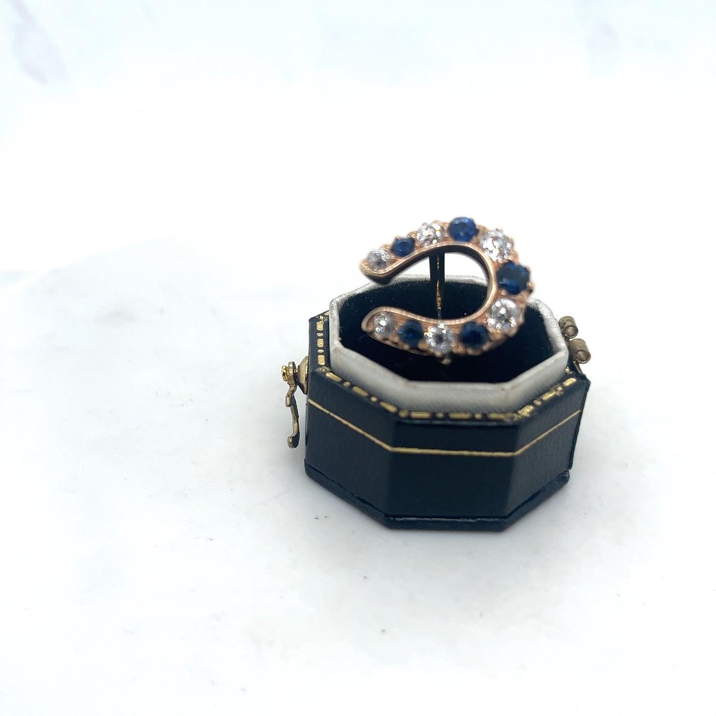 Sapphire and Diamond Horseshoe Ring, 18k Gold