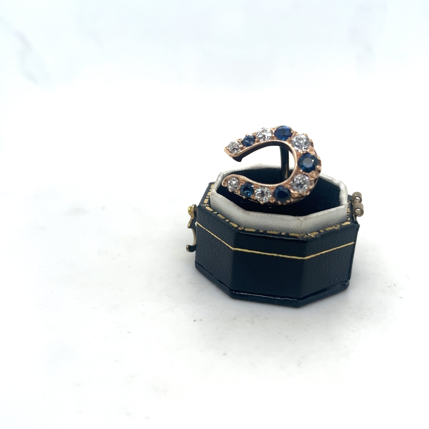 Sapphire and Diamond Horseshoe Ring, 18k Gold