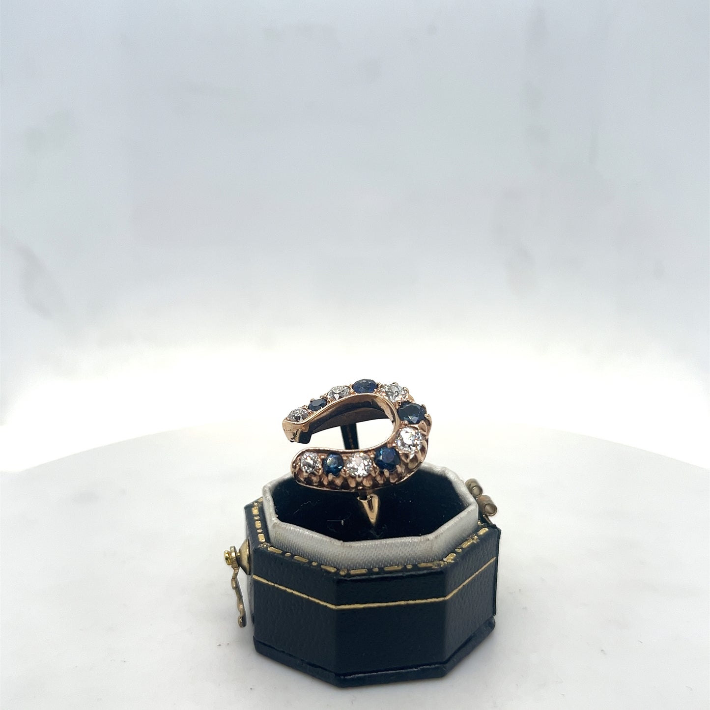 Sapphire and Diamond Horseshoe Ring, 18k Gold