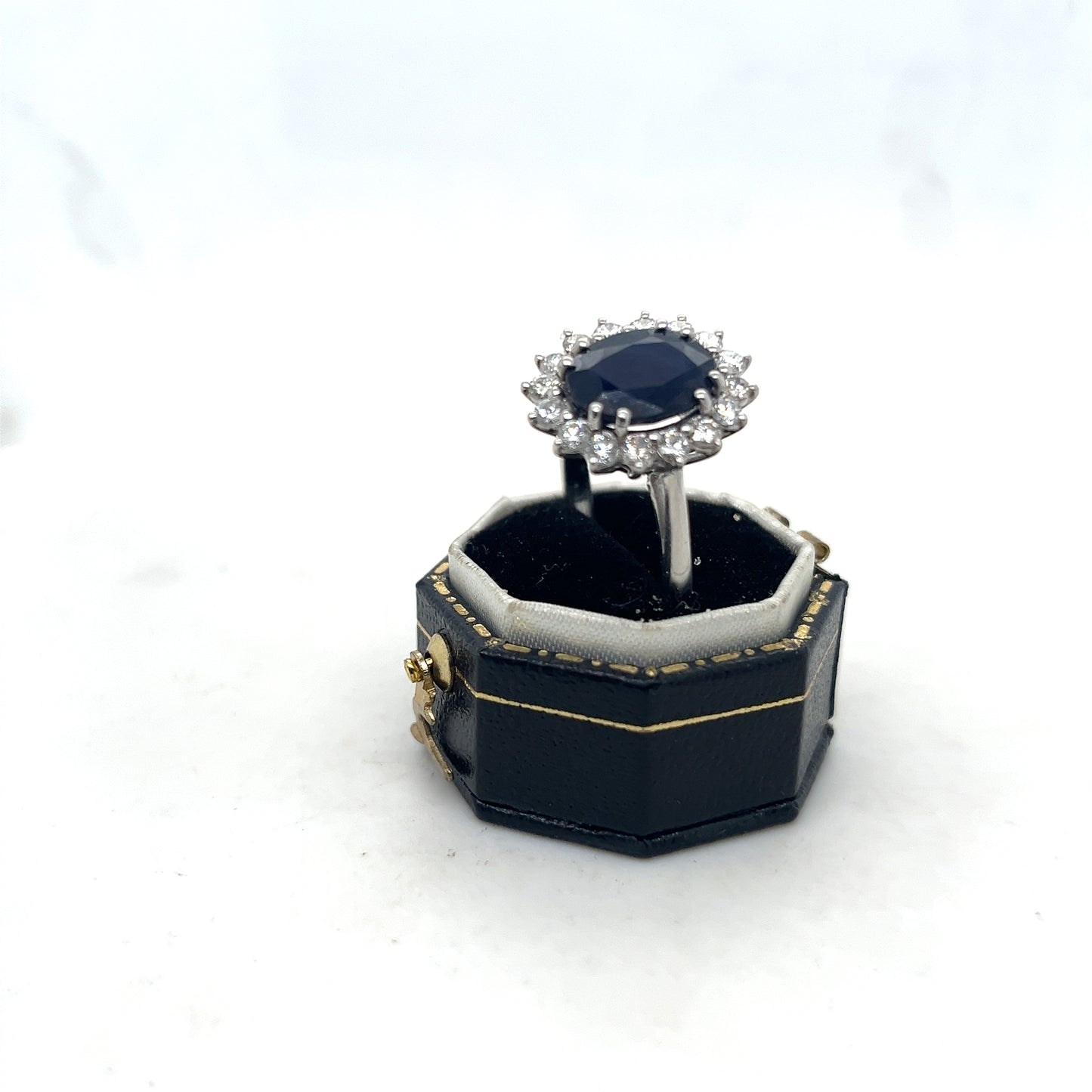 Blue Sapphire and Diamond “Diana’s “ Ring