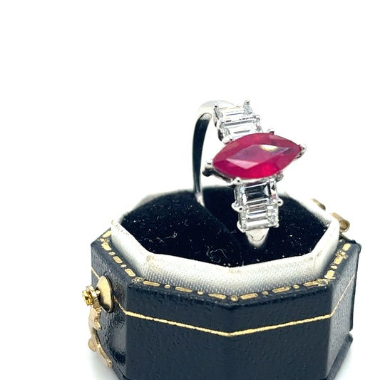 Ruby and Diamond White Gold Ring