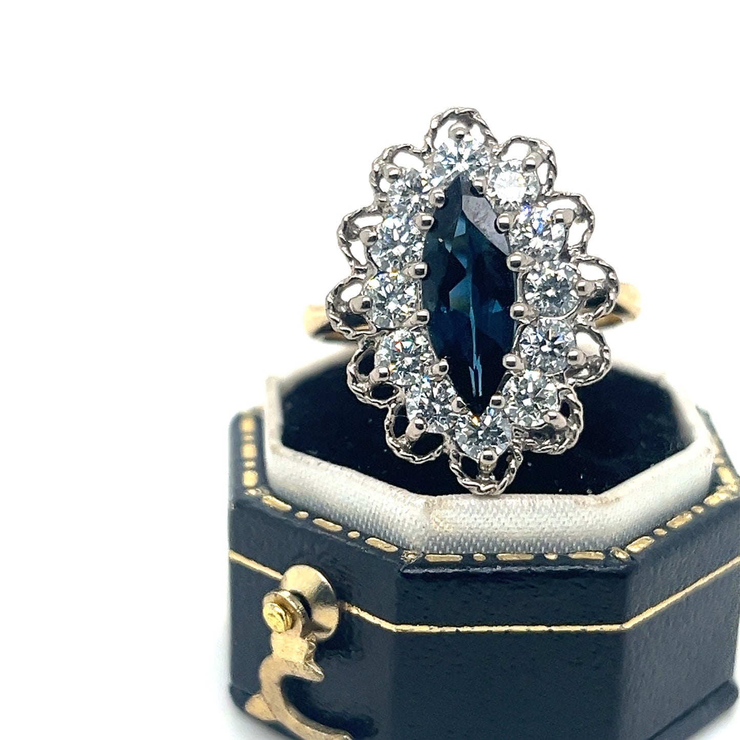 Blue Sapphire and Diamond Ring