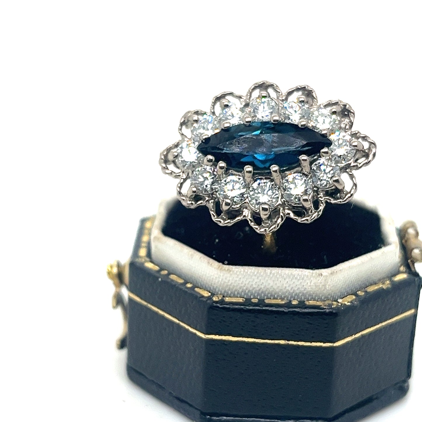 Blue Sapphire and Diamond Ring