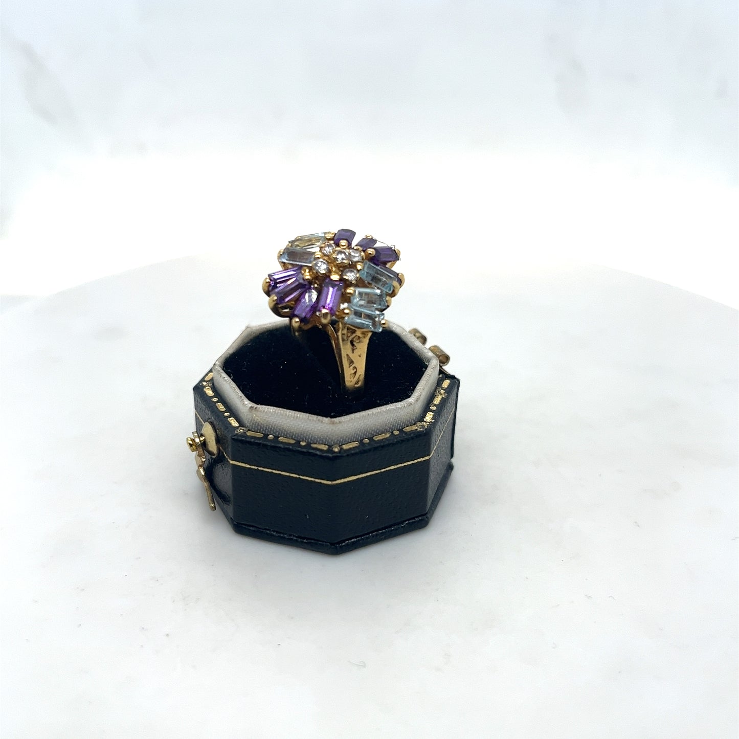 Amethyst, Sapphire and 18 k Gold Ring