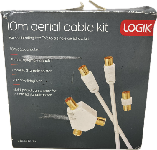 LOGIK L10AERK15 Aerial Cable with Splitter & Adapter - 10 m