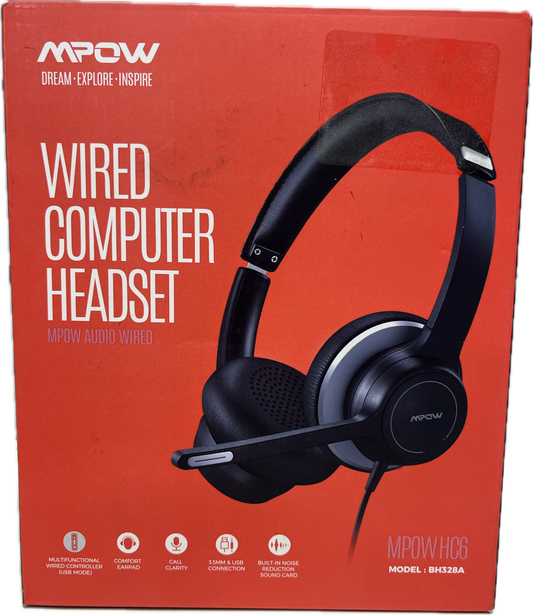 Mpow HC6 USB Headset On-Ear Headphone Noise Canceling w/ Microphone 3.5mm Mic