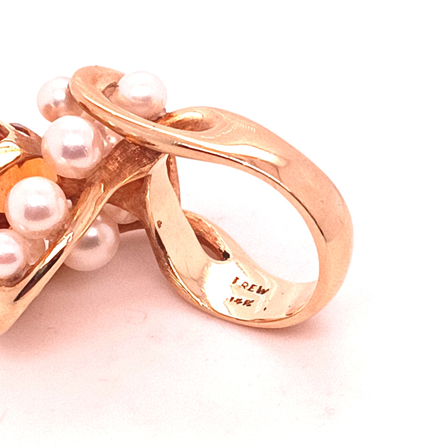James Arnold Frew 14k Yellow Gold Pearl , Diamond & Yellow Sapphire Cocktail Ring