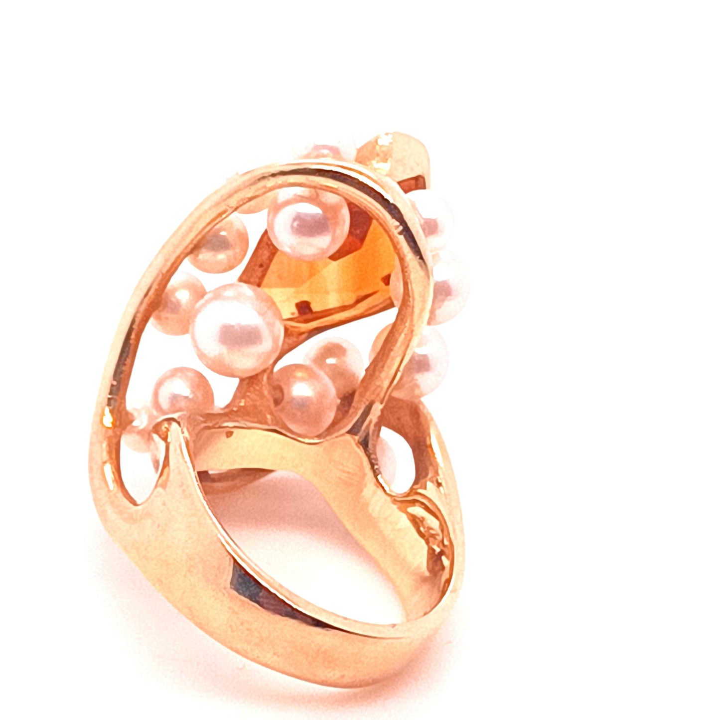 James Arnold Frew 14k Yellow Gold Pearl , Diamond & Yellow Sapphire Cocktail Ring