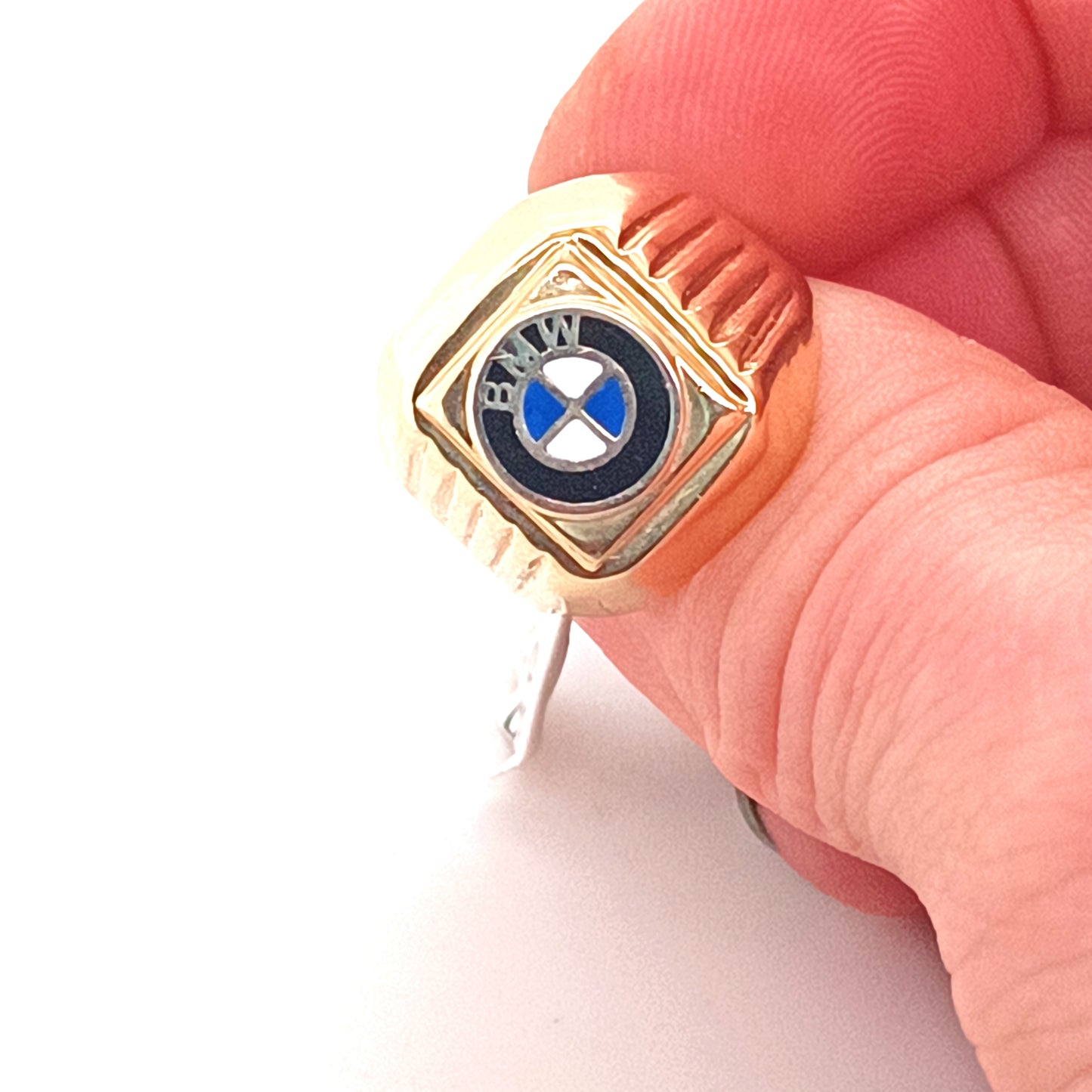 14 k Yellow Gold and Enamel BMW Ring